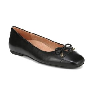 Vionic Black Leather Loafers with Bow Accent